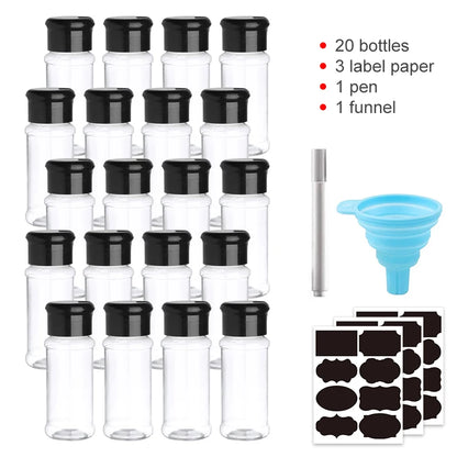 10/20 Pcs Spice Jars Salt and Pepper Shaker Plastic Seasoning Shaker Bottles Spice Organizer Kitchen Spice Rack Spice Jar Set