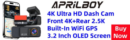 Aprilboy K6 WIFI Dash Cam 4K Mini CAR DVR Front and Rear Dual Lens With 1080P Black Box Room Night Vision Camera Parking Monitor