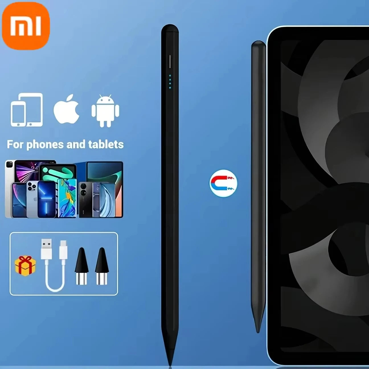 XIAOMI Universal Stylus Pen 1.5mm Fine Tip No Lag Palm Rejection Rechargeable For iPad Tablet Android  Best For Drawing Notes