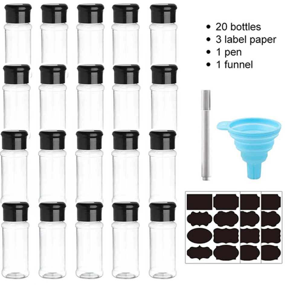 10/20 Pcs Spice Jars Salt and Pepper Shaker Plastic Seasoning Shaker Bottles Spice Organizer Kitchen Spice Rack Spice Jar Set