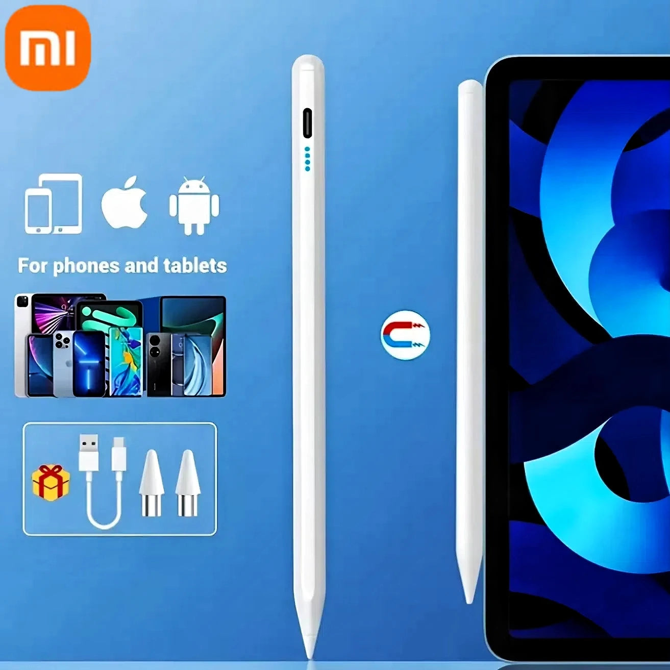 XIAOMI Universal Stylus Pen 1.5mm Fine Tip No Lag Palm Rejection Rechargeable For iPad Tablet Android  Best For Drawing Notes