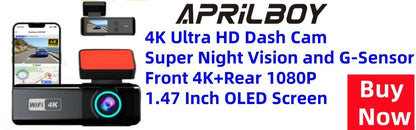 Aprilboy K6 WIFI Dash Cam 4K Mini CAR DVR Front and Rear Dual Lens With 1080P Black Box Room Night Vision Camera Parking Monitor